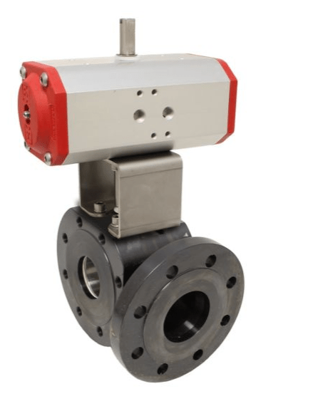 Кран шаровый-VT, DN32, с приводом ED, DW63, Stahl/PTFE-FKM, L-Bohrung, двухсторонний