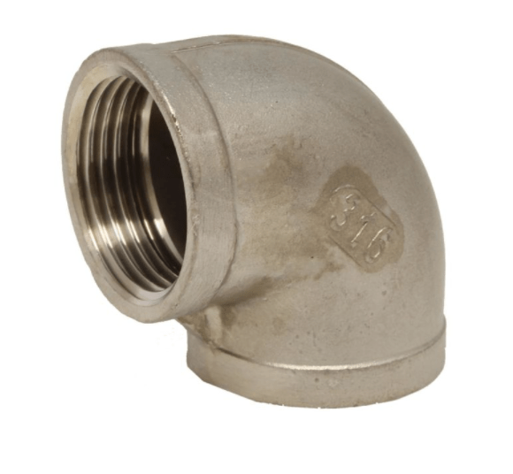 Угол Winkel 90° (reduziert) 1/2" - 1/4" (DIN2999), Edelstahl 1.4408